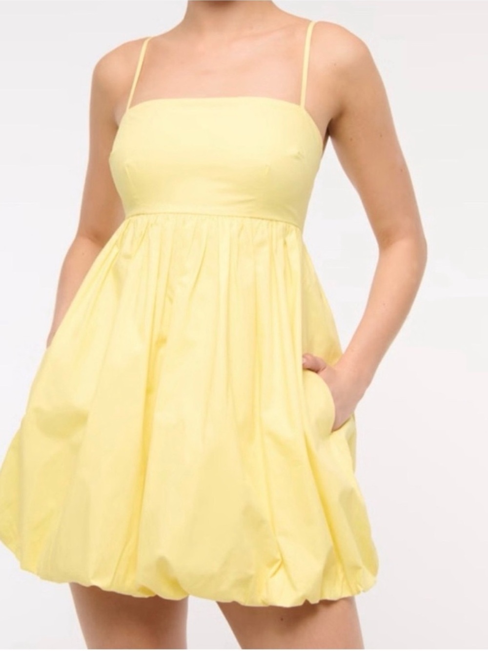 Abercrombie & Fitch Pale Yellow Spaghetti-Strap Bubble Dress